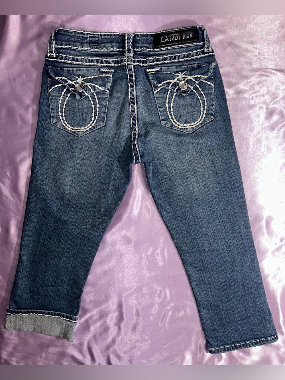 LA Idol vintage y2k capris thick contrast stitch